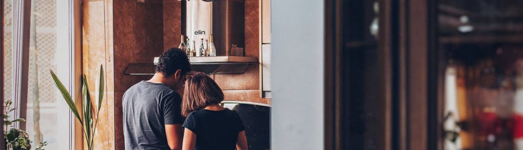 Happy couple in a kitchen