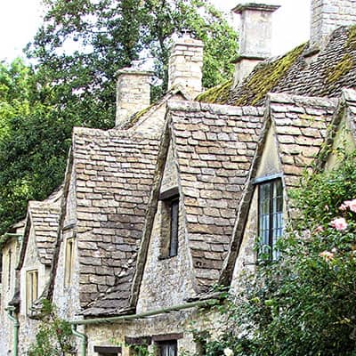Tiled rooftops of cottages